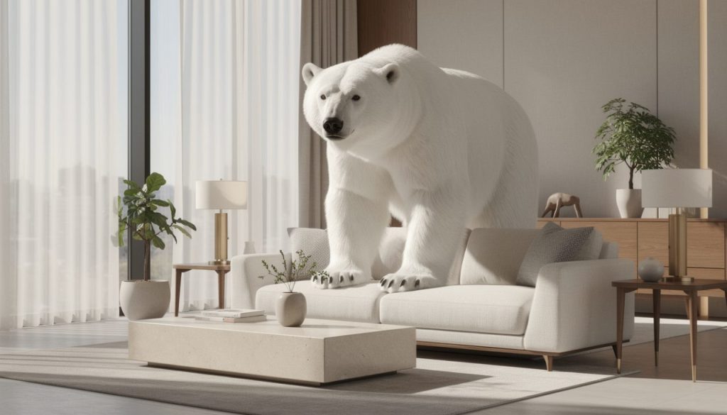 adoptez l’ours polaire géant, la tendance déco originale qui apporte une touche spectaculaire, ludique et chaleureuse à votre intérieur.